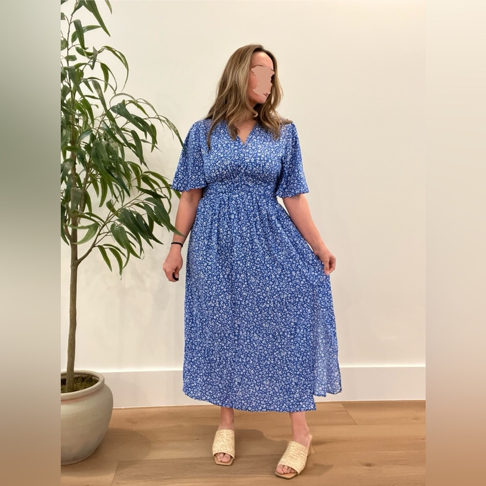 Long blue floral dress